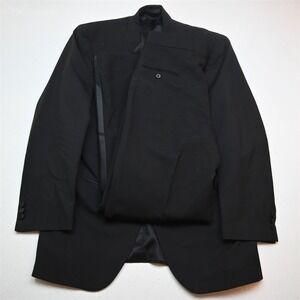 Vtg Formal One 42L 32x32 Black Wool Mens Jacket Pants Tuxedo